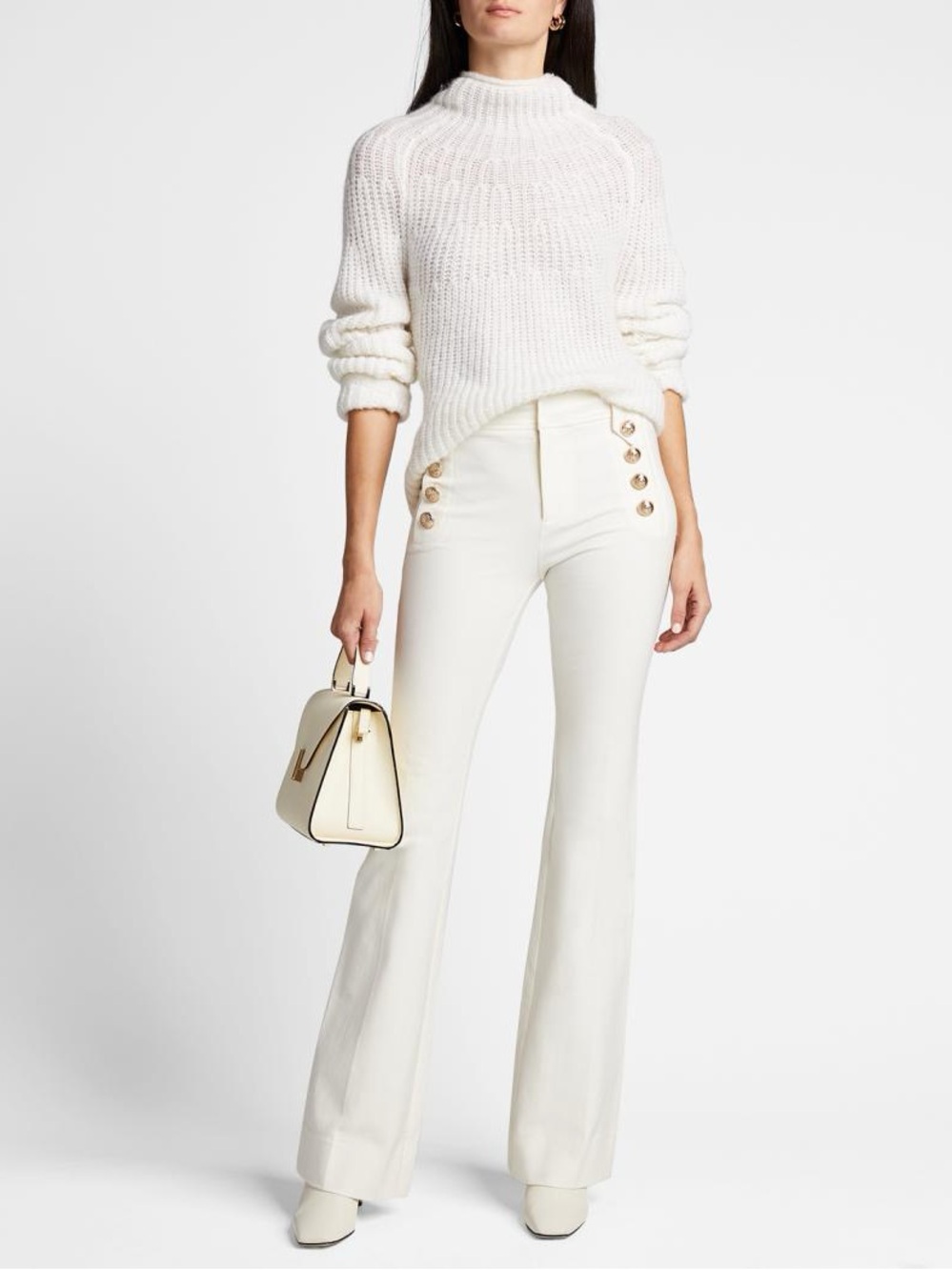 Derek lam 10 crosby Robertson Ivory High-Waist Sailor Flare Pants nautical reiss